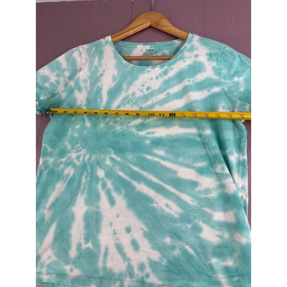 J.Crew Collector Tee Turquoise White Tie Dye Cotton Short Sleeve T-Shirt Large - Picture 7 of 8